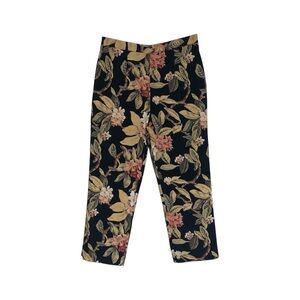 Tantrums Vintage Floral Pants Women’s Small Linen Cotton Black Pink Cream